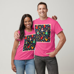 Einzigartiges Farbige Festtagsmuster Kunst T-Shirt