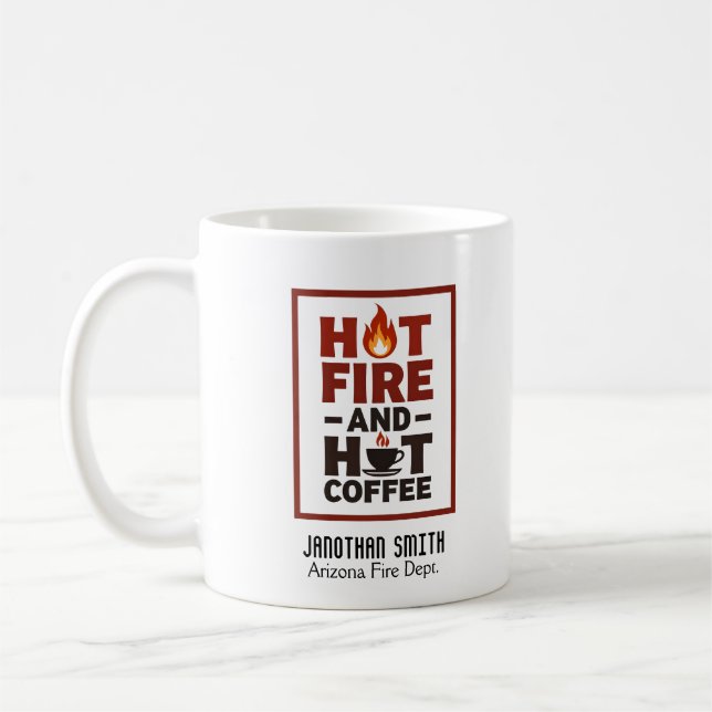 Einzigartiges Feuerwehrmann-Rot-Schwarz-Text-Feuer Kaffeetasse (Links)