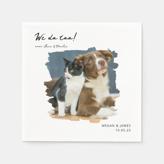 Einzigartiges Foto, das wir tun, um Katzen-Hochzei Serviette (Vorderseite)