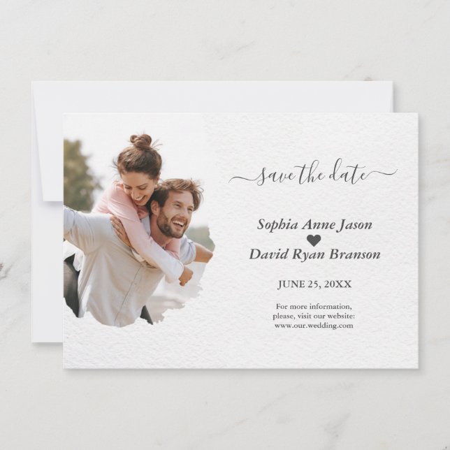 Einzigartiges Foto mit gedrehtem Papier Save The Date (Vorderseite)