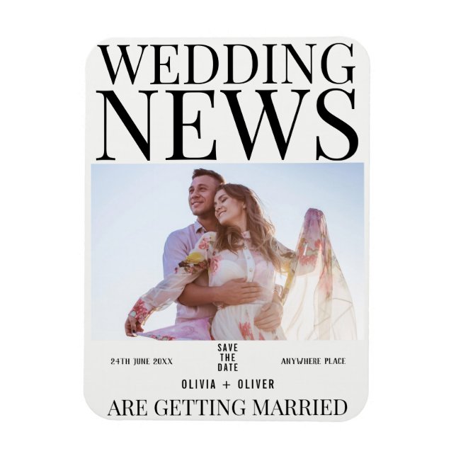 Einzigartiges Foto Zeitung Hochzeit sparen das Dat Magnet (Vertikal)