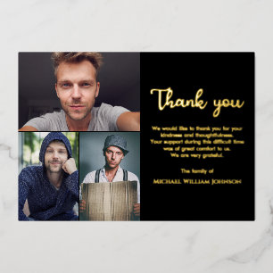 Einzigartiges Funeral Memorial 3 Foto Collage Schw Folieneinladung