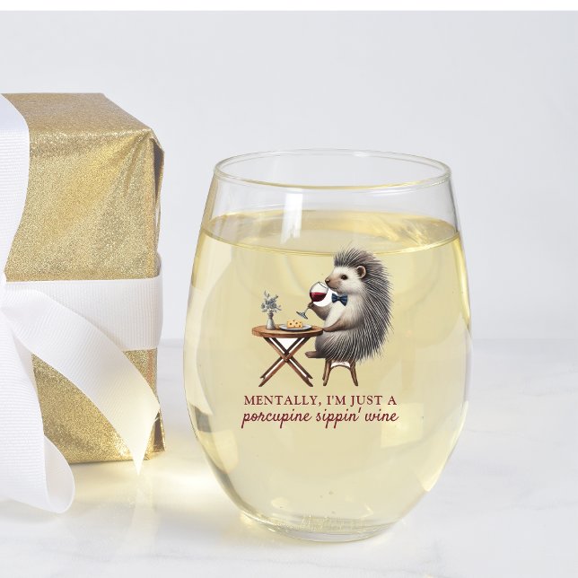 Einzigartiges Funny Niedlich Porcupine Weinroute M Weinglas Ohne Stiel (Sip with a smile using this funny porcupine wine glass. Perfect for wine lovers with humor!)