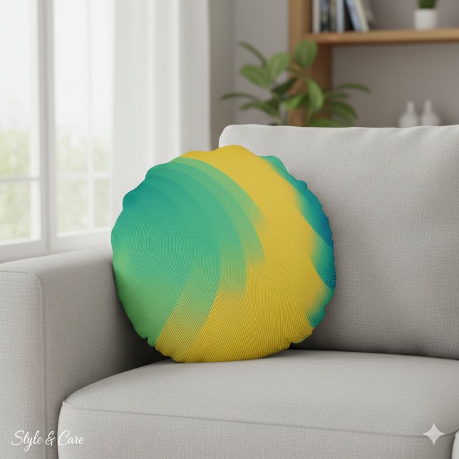 Einzigartiges gelbes Abstract-Design Rundes Kissen (Unique Yellow Abstract Design Round Pillow)