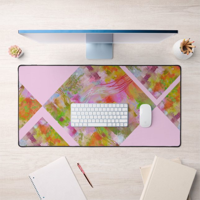Einzigartiges geometrisch abstrakt rosa Grün Schreibtischunterlage (Büro 1)