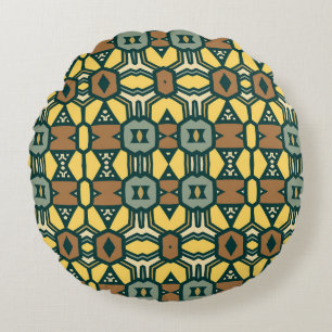 Einzigartiges geometrisches Retromuster, Vintage N Rundes Kissen