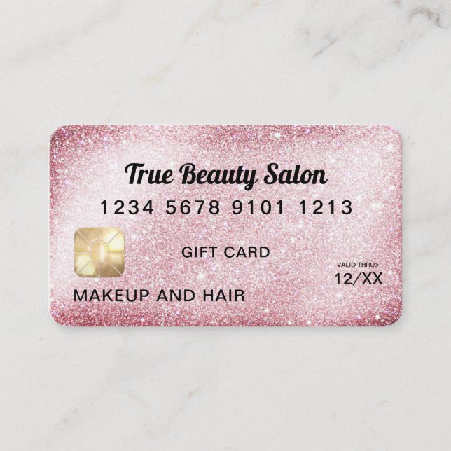 Einzigartiges Geschenkgutschein für Rosa Glitzer Visitenkarte (Vorderseite)