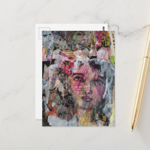 Einzigartiges Gesicht Mixed-Media-Collage Postkarte