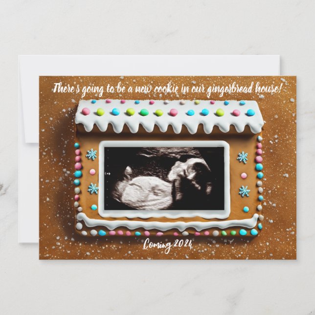Einzigartiges Gingerbrei House Baby Ultrasound Sch Ankündigung (Vorderseite)