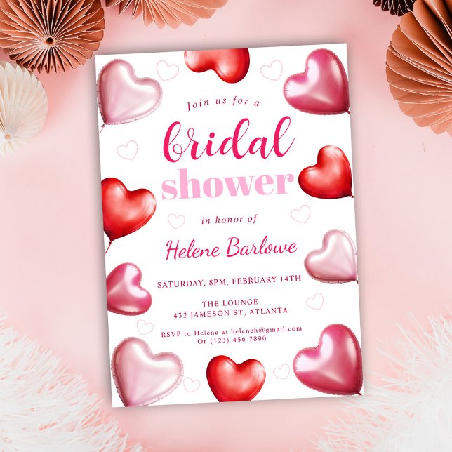 Einzigartiges Girly Fun Niedliches Rosa Herz Braut Einladung (Unique Girly Fun Cute Pink Bridal Shower Invitation)