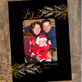 Einzigartiges Gold Black Elegante Joy Weihnachts-F Feiertagskarte