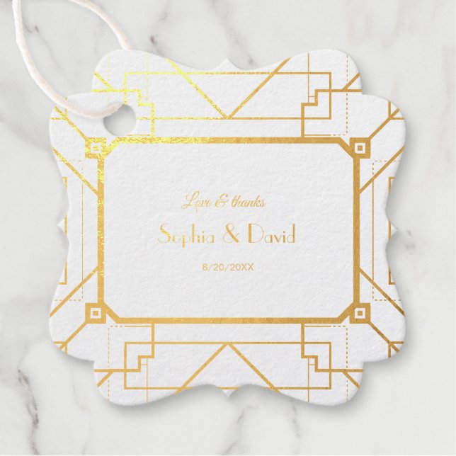 Einzigartiges Gold Black Great Gatsby Art Deco Hoc Geschenkanhänger (Vorderseite)