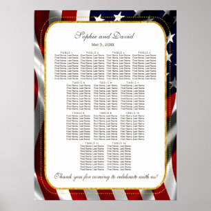 Einzigartiges Gold Foil USA Flag Wedding Seating C Poster