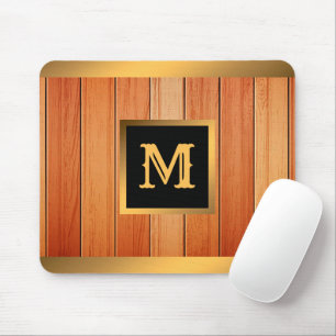 Einzigartiges Gold Luxury Wood Mit Monogramm Mousepad