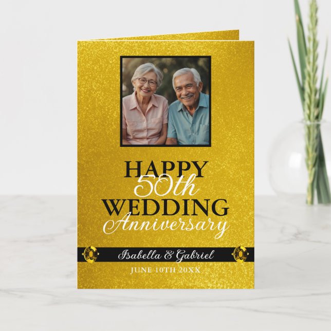 Einzigartiges Gold Parente Foto 50 Jahre alt Karte (Vorderseite)