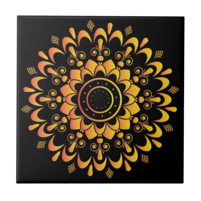 Einzigartiges goldenes Mandala-Design-95747 Fliese (Vorderseite)