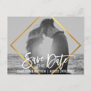 Einzigartiges Goldskript, das SAVE THE DATE mit Ankündigungspostkarte