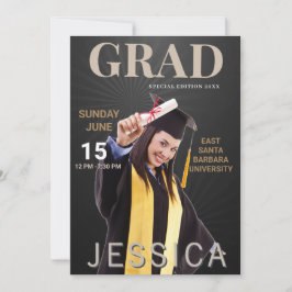 Einzigartiges Graduate Magazine Cover Foto Party I Einladung