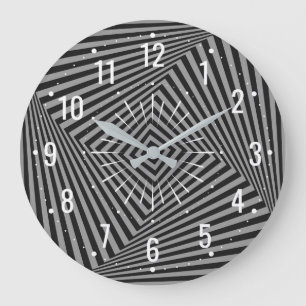 Einzigartiges Grau und Schwarz Geometrisch Große Wanduhr