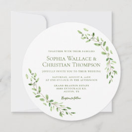 Einzigartiges Greenery Watercolor-Kranz Hochzeitsm Einladung