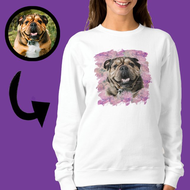 Einzigartiges Grunge Pink Lilac Bulldog Hund Lover Sweatshirt (Von Creator hochgeladen)