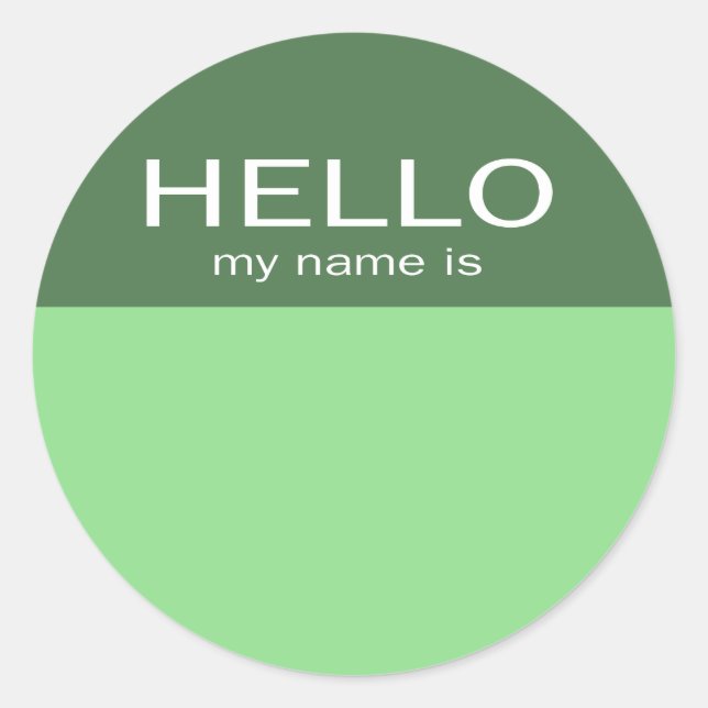 Einzigartiges Hallo Mein Name ist - Grün auf Grün Runder Aufkleber (Vorderseite)