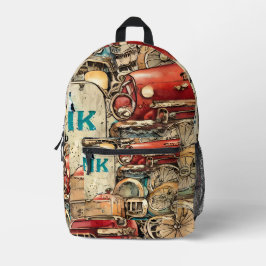 Einzigartiges handgezeichnetes Kunstwerk Vintag ze Bedruckter Rucksack
