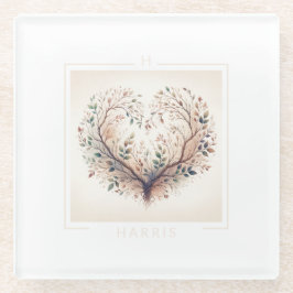 Einzigartiges Herz-Monogramm Glasuntersetzer