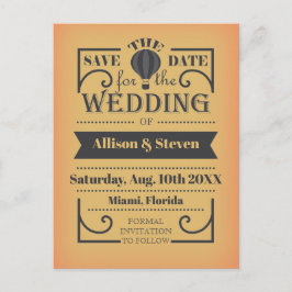 Einzigartiges Hochzeitskartendesign mit Heißluftba Einladungspostkarte