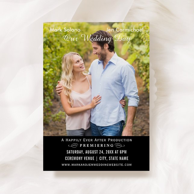 Einzigartiges Hochzeitsmovie Poster Schwarz-Weiß-F Einladung (Von Creator hochgeladen)