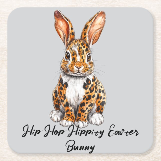 Einzigartiges Kaninchen mit Gepunktetem Leopard Rechteckiger Pappuntersetzer (Vorderseite)