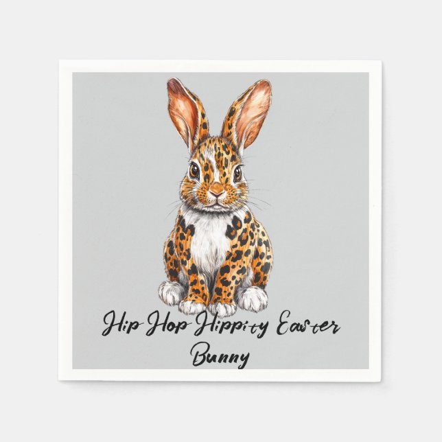 Einzigartiges Kaninchen mit Gepunktetem Leopard Serviette (Vorderseite)