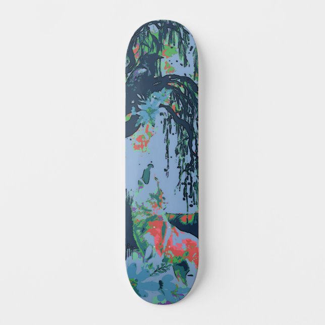 Einzigartiges Kunstdesign Majestic Raven Moon & Wo Skateboard (Vorderseite)