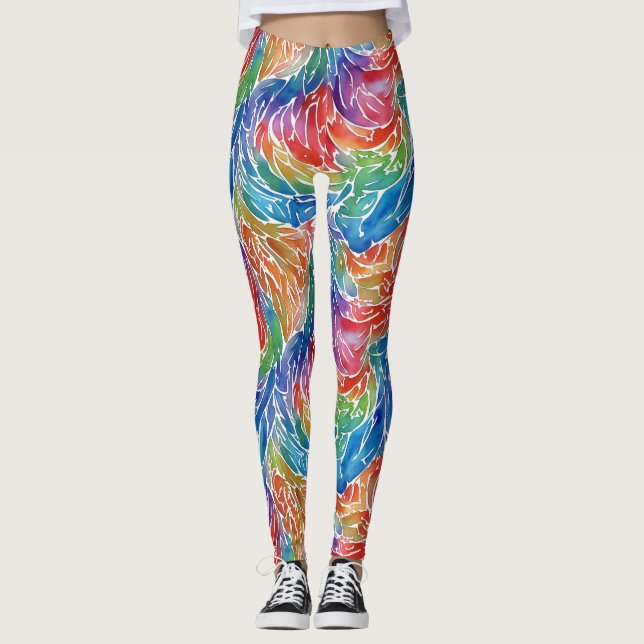 Einzigartiges Künstlerisches Regenbogenfarbenmuste Leggings (Vorderseite)