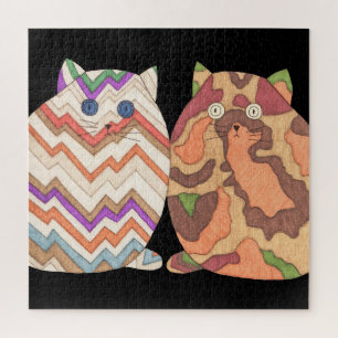 Einzigartiges Kunstpuzzle - 2 Fettkatzen #1 Puzzle