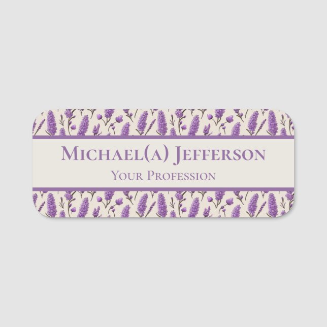 Einzigartiges Lavendel-Muster Beruflich Lila Namensschild (Vorderseite)