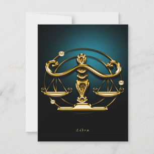 Einzigartiges Libra Gold - Vintages Niedliche Gebu Einladung