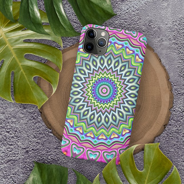 Einzigartiges Limettengrün Türkis Rosa Mandala Kun Case-Mate iPhone Hülle (Von Creator hochgeladen)