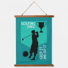 Einzigartiges lustiges Vintage-Golf-Geschenk Wandteppich Mit Holzrahmen