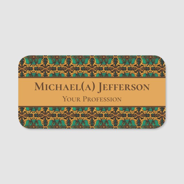 Einzigartiges Luxus Barockmuster Stilvoll Beruflic Namensschild (Vorderseite)