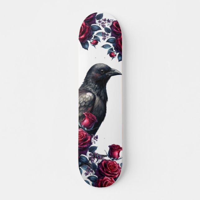 Einzigartiges Mädchenhaftes Schwarzes Raben- und R Skateboard (Vorne)