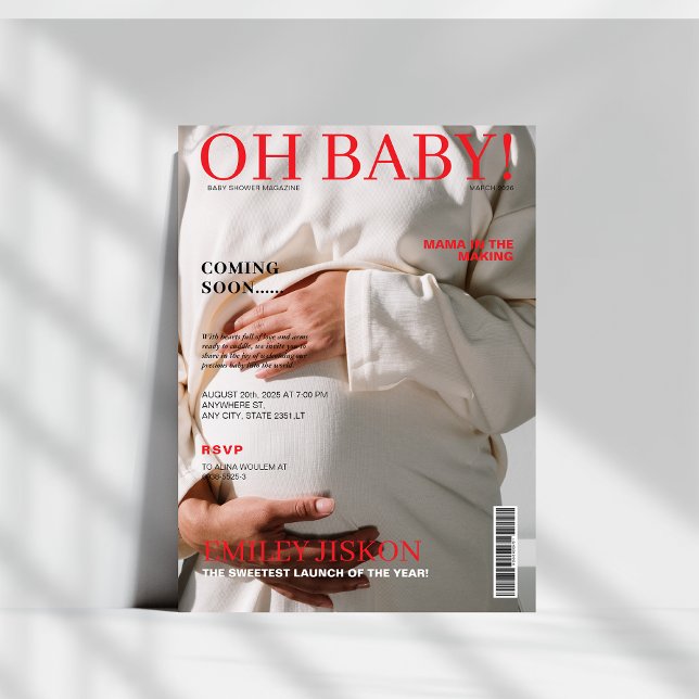 Einzigartiges Magazin Cover Foto Babydusche Einladung (Von Creator hochgeladen)