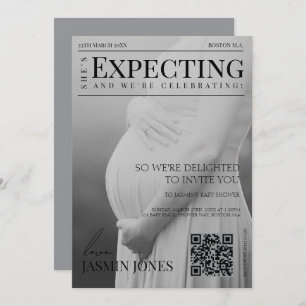 Einzigartiges Magazin Style Editorial Foto Baby Du Einladung