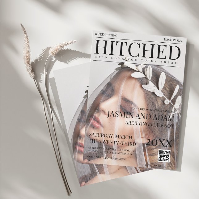 Einzigartiges Magazine Style Editorial Foto Hochze Einladung (Unique Magazine Style Editorial Photo Wedding Invitation)