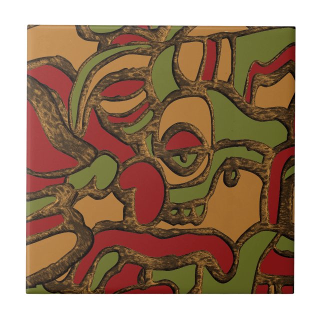 Einzigartiges Mayan-Hieroglyphs-Design Fliese (Vorderseite)