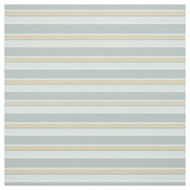 Einzigartiges Meeresrauschen Weiß Tan Strip Art Stoff (Muster)