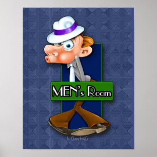 Einzigartiges Men's Room-Schild zum Vintagen Thema Poster