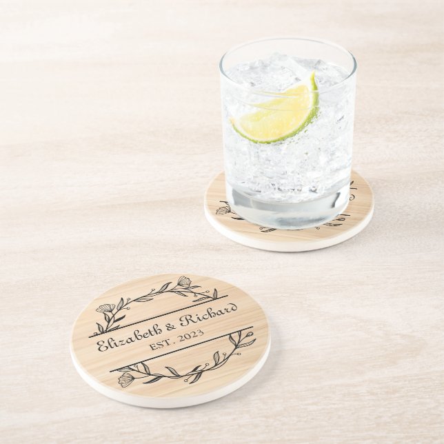 Einzigartiges, modernes, individuelles Ehedatum Getränkeuntersetzer (Seite)