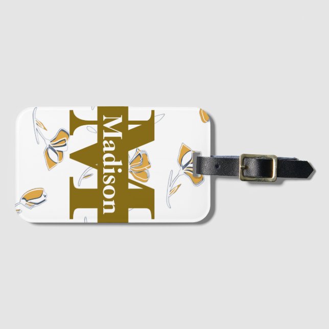 Einzigartiges modernes Monogramm Anfangsbuchstabe  Gepäckanhänger (Vorderseite (Horizontal))