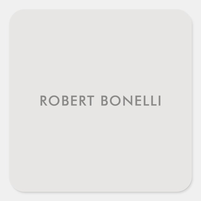 Einzigartiges, modernes Platingrau Minimalistisch Quadratischer Aufkleber (Vorderseite)